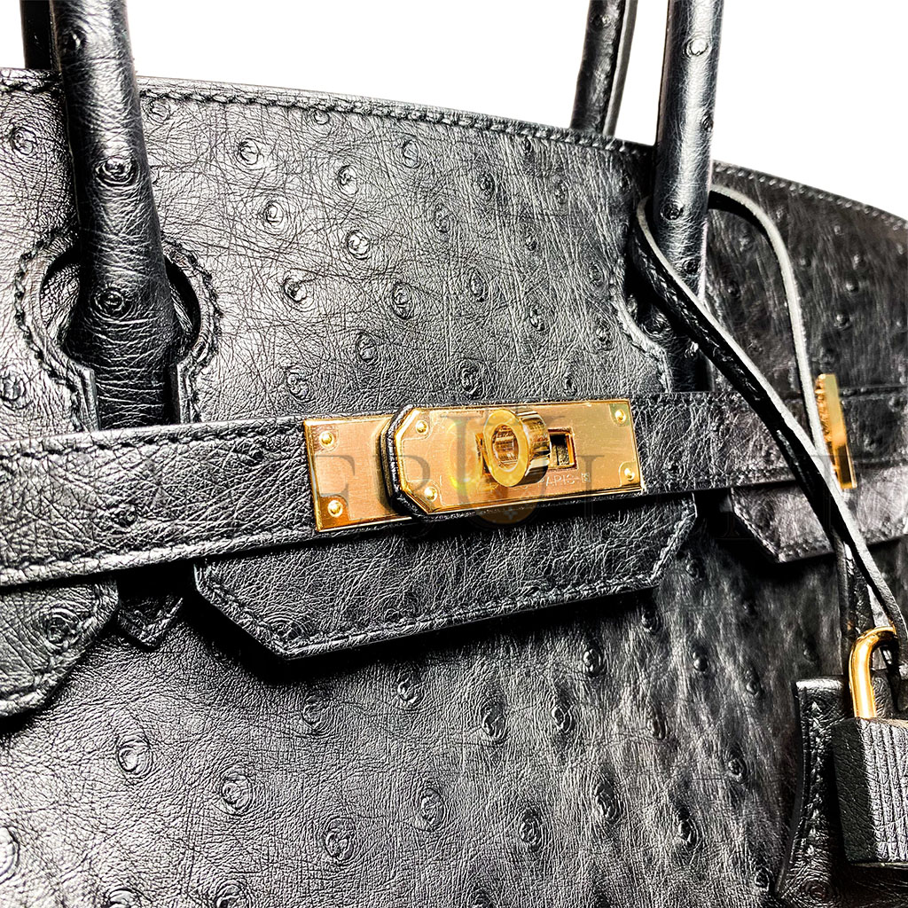 H**mes master birkin 30 black ostrich rose gold hardware 346920 (30*24*16cm)